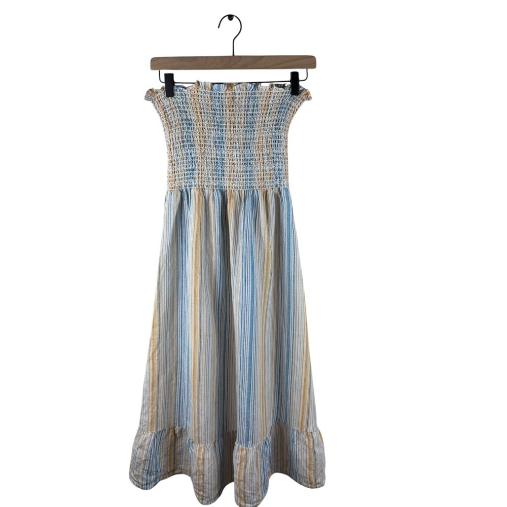 Reformation Marbella Bermuda Smocked 100% Linen Midi Dress Size M - Picture 3 of 9